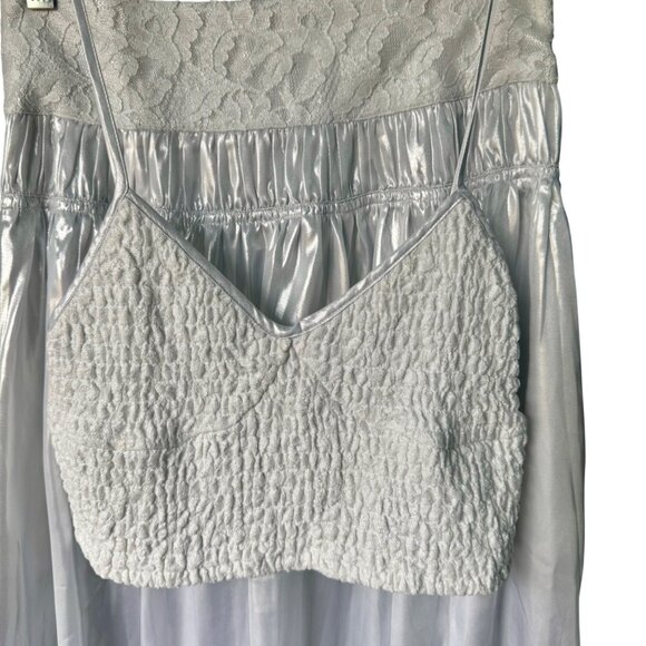 Free People Helin Skirt Set Shimmering Smocked Piped-Edge Detail Crop Tank Silky - Picture 14 of 16